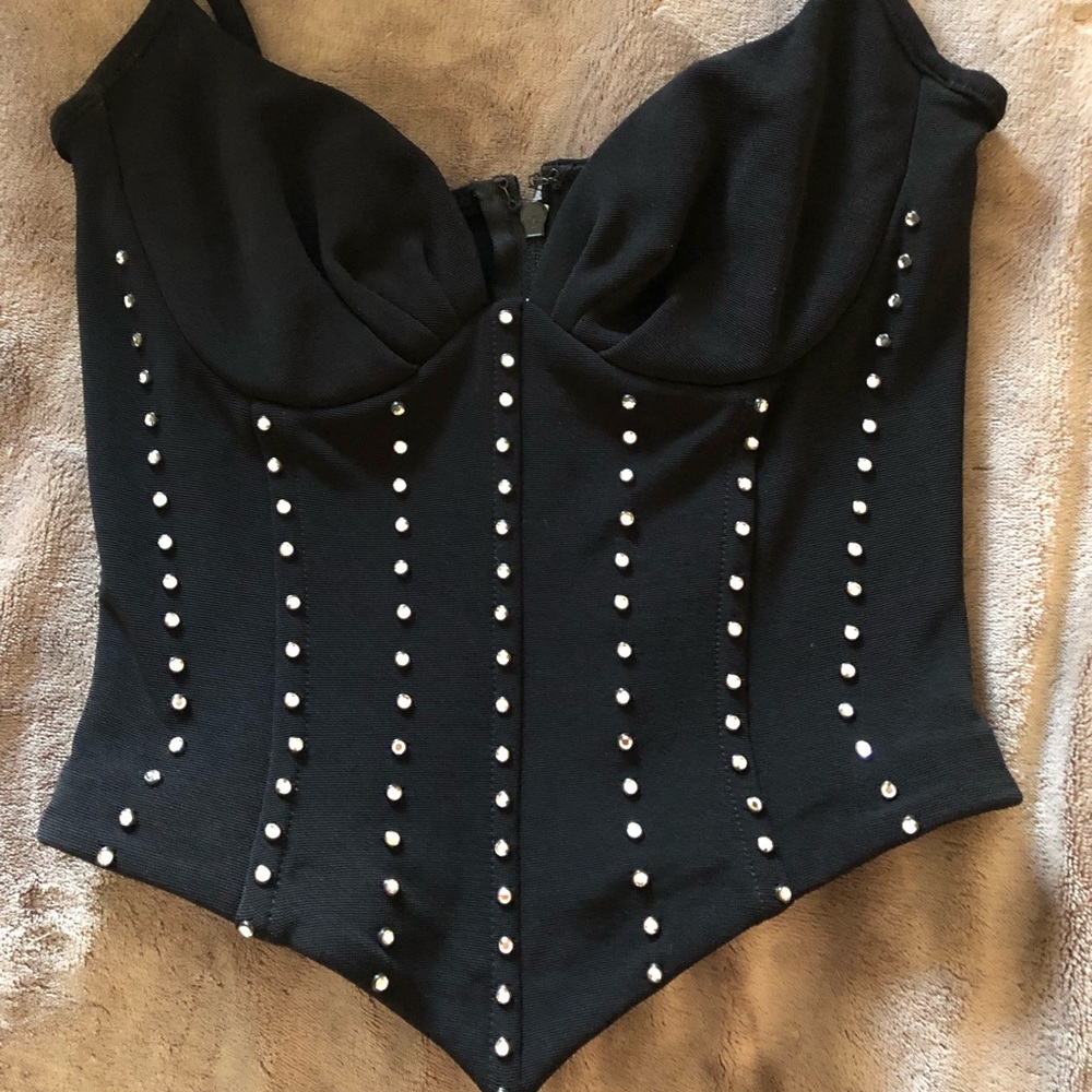 Tadashi black rhinestone top